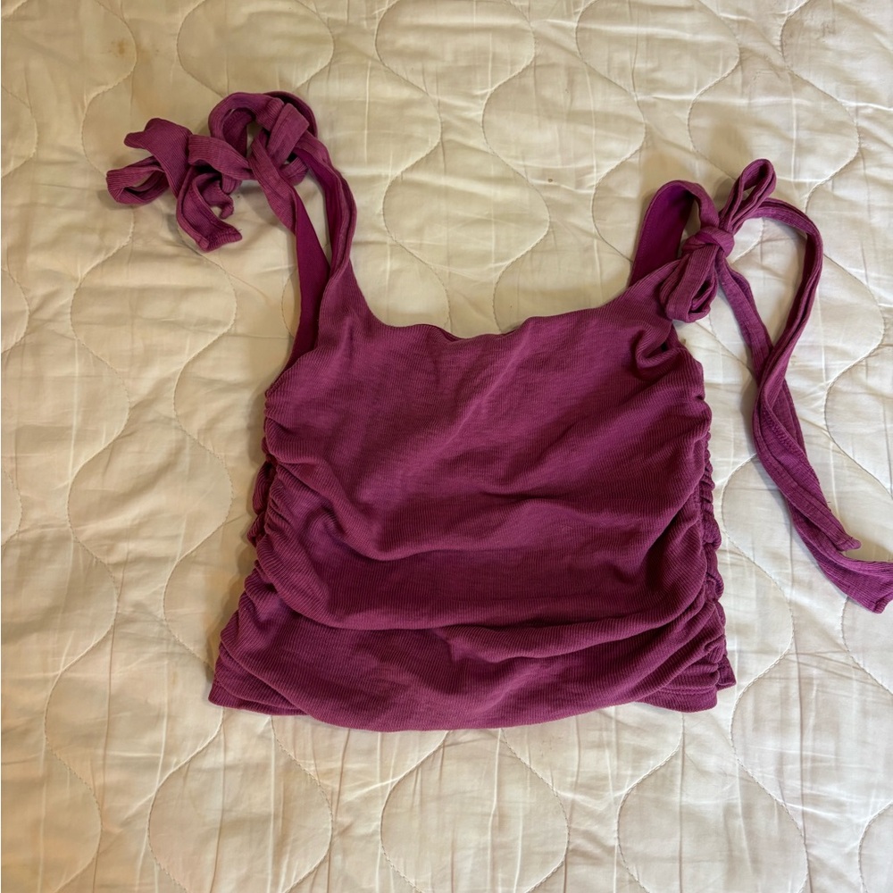 Free People Berry Ribbed Top